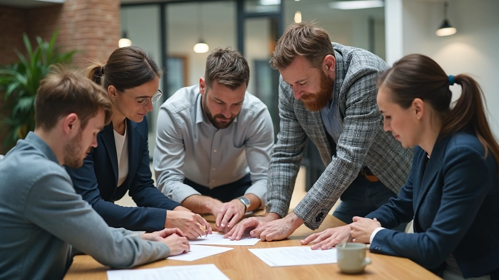 Professioneel team collaboreert effectief aan project in moderne werkplek